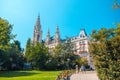 Vienna, Austria - 19.08.2018: Tall gothic building of Vienna cit