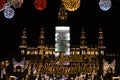 Vienna, Austria, 27th of December 2019: Vienna Christmas market at Rathaus, during the night Royalty Free Stock Photo