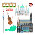 Vienna Austria Travel Doodle with Architecture