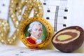 The Mozartkugel, a sweet confection is a culinary specialty of Salzburg Royalty Free Stock Photo