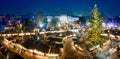 Vienna Christmas Market Panorama at night, aerial view Royalty Free Stock Photo