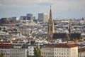 Vienna city center cityscape and St. Othmar gothic parish. Austria