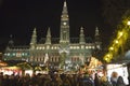 Vienna city hall and Christmas market Royalty Free Stock Photo