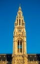 Vienna City Hall clock tower at morning sunlit, Austria