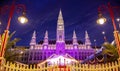 Vienna City Hall at night Royalty Free Stock Photo