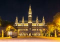 Vienna city hall at night, Austria Royalty Free Stock Photo