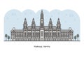 Vienna City Hall Wiener Rathaus, Vienna, Austria. Vector line illustration