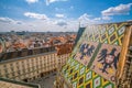 Vienna city skyline, aerial view from St. Stephen`s Cathedral in Austria Royalty Free Stock Photo