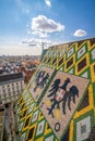 Vienna city skyline, aerial view from St. Stephen`s Cathedral in Austria Royalty Free Stock Photo