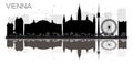 Vienna City skyline black and white silhouette with reflections. Royalty Free Stock Photo