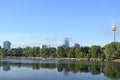 Vienna city skyline on the Danube river Royalty Free Stock Photo