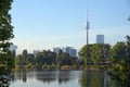 Vienna cityscape Danube riverside