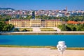 Vienna cityscape from Gloriette viewpoint above Schlossberg cast Royalty Free Stock Photo