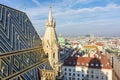 Vienna cityscape seen from top of St. Stephen`s cathedral, Austria Royalty Free Stock Photo