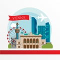 Vienna detailed silhouette. Trendy stylish colorful landmarks.