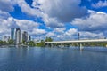 Vienna Danuve river and business district skyline Royalty Free Stock Photo