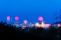 Vienna Donaucity at night with blurred lights