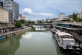 View from the MarienbrÃÂ¼cke bridge of the Wolfgang-Schmitz-Promenade, Schiffsstation Wien Wien-