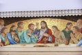 Vienna - Mosaic of Last supper of Jesus. Royalty Free Stock Photo