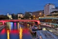 Vienna at night, danube canal Royalty Free Stock Photo