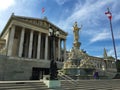 Vienna - one of the Europe`s most visited cities - parliament, statue pallas athena, goddes