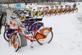 Vienna Public Bikes in the Winter Royalty Free Stock Photo