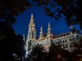 Vienna Rathaus (City Hall) at Night Royalty Free Stock Photo