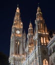 Vienna Rathaus (City Hall) at Night Royalty Free Stock Photo