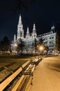 Vienna's Town Hall (Rathaus) at nightime.Vienna. Austria.