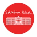 Vienna Schonbrunn Palace vector red circle icon in