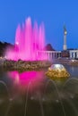 Vienna Schwarzenbergplatz Fountain At Night, Austria Royalty Free Stock Photo
