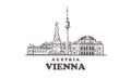 Vienna sketch skyline. Vienna, Austria hand drawn vector illustration Royalty Free Stock Photo