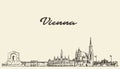 Vienna skyline Austria vector drawn sketch Royalty Free Stock Photo