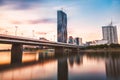 Vienna skyline on the Danube river Royalty Free Stock Photo