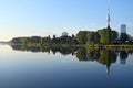 Vienna skyline on the Danube river in the morning Royalty Free Stock Photo