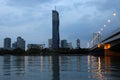 Vienna skyline on the Danube river at night Royalty Free Stock Photo