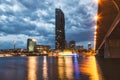 Vienna skyline on the Danube river at night Royalty Free Stock Photo