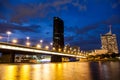 Vienna skyline on the Danube river at night Royalty Free Stock Photo