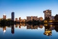 Vienna skyline on the Danube river at night Royalty Free Stock Photo