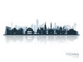 Vienna skyline silhouette with reflection. Royalty Free Stock Photo