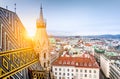 Vienna skyline with St. Stephen`s Cathedral roof, Austria Royalty Free Stock Photo