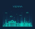 Vienna skyline trendy vector illustration linear