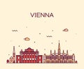 Vienna skyline trendy vector illustration linear