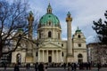 Vienna, Vienna State/Austria - April 4 2018: Karlskirche with a crowded park and square during a spring day in April Royalty Free Stock Photo