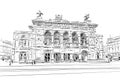 Vienna State Opera. Vienna, Austria. Hand drawn sketch Royalty Free Stock Photo