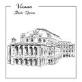 Vienna State Opera House, Austria. Wiener Staatsoper. hand drawn sketch. Royalty Free Stock Photo
