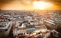 Vienna sunset city skyline as seen from the top of St. Stephan d