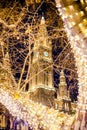 Vienna Town Hall in Austria at Christmas Royalty Free Stock Photo