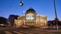 Vienna Volkstheater (People Theatre) exterior facade of this landmark at blue hour. Austria