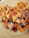 Vienna waffles sprinkled with powder